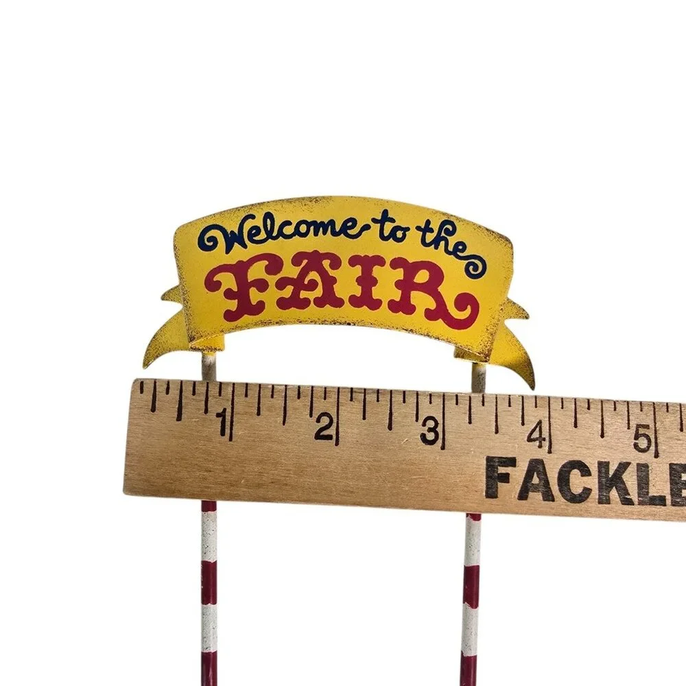 Metal Banner Sign Welcome to the Fair Cake Topper Fairy Garden Crafting Circus